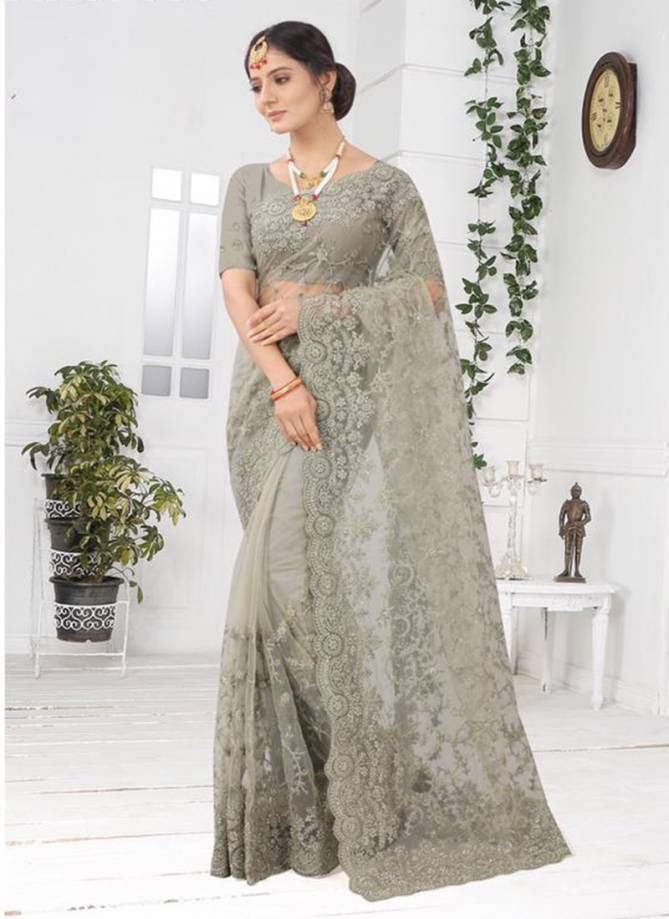 Nari Taarif Latest Fancy Heavy Resham Coding With Embroidesy Work With Zarkan Stone Designer Net Saree Collection